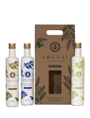 Aceite de Oliva Virgen Extra Ecológico Varietales Argeal 0,5L. Estuche 3 botellas
